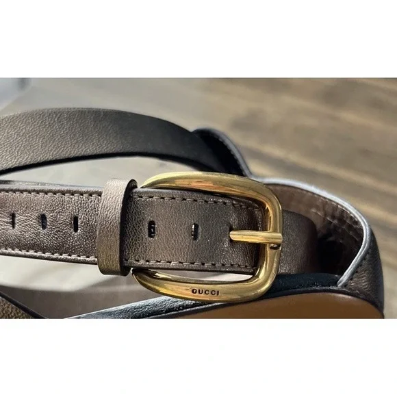 Gucci Bronze Leather Ankle Wrap Sandals Size 39 US Size 9 Made In Italy - Picture 12 of 12